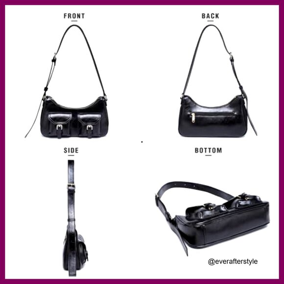 Amazon.com: Women Shoulder Bag Y2K Purse Vintage Leather Y2K  Retro Shoulder Purse Faux Oiled Leather Hobo Bag Y2K Handbag with Buckle Pockets